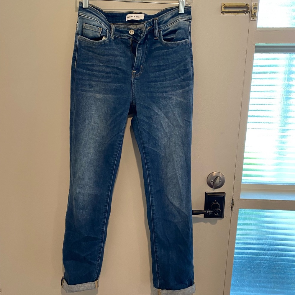 Flying monkey straight leg, cuffed jeans